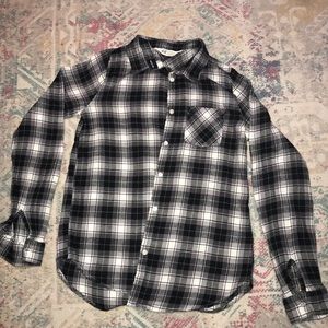 H&M boys black/white flannel long sleeve shirt